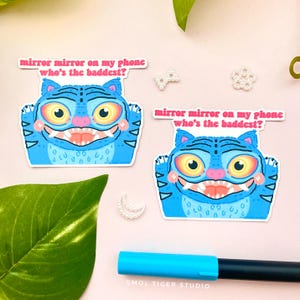Cute Blue Derpy Tiger sticker | Kpop Demon Hunter | Kpop sticker | Derpy Tiger | Cute animal sticker | Fanart sticker | Cute stationery