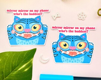 Blauer Derpy Tiger Aufkleber | Kpop Dämonenjäger | Kpop Aufkleber | Derpy Tiger | Niedliche Tieraufkleber | Fanart Aufkleber | Niedliches Briefpapier