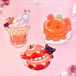 Niedliche Kürbis Aufkleber | Herbst Aufkleber | Apfel Sticker | Niedliche Herbst Aufkleber | Kawaii Kürbis Nachtisch Aufkleber für Telefon Wasserflasche Laptop