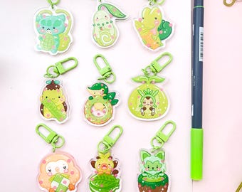 Grass Starter Pocket Monster acrylic keychain | cute acrylic keychain | Anime keychain Kawaii monster keychain | pocket monster phone charm