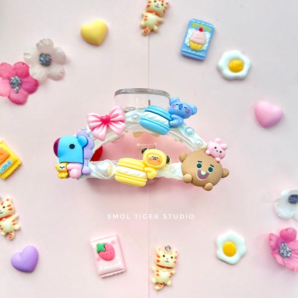 Söt BT21-merchandise | Söt hårklo | Decoden hårklo-tillbehör | decoden-tillbehör | BTS-merchandiseberlock | hårberlocker | BTS hårspänne