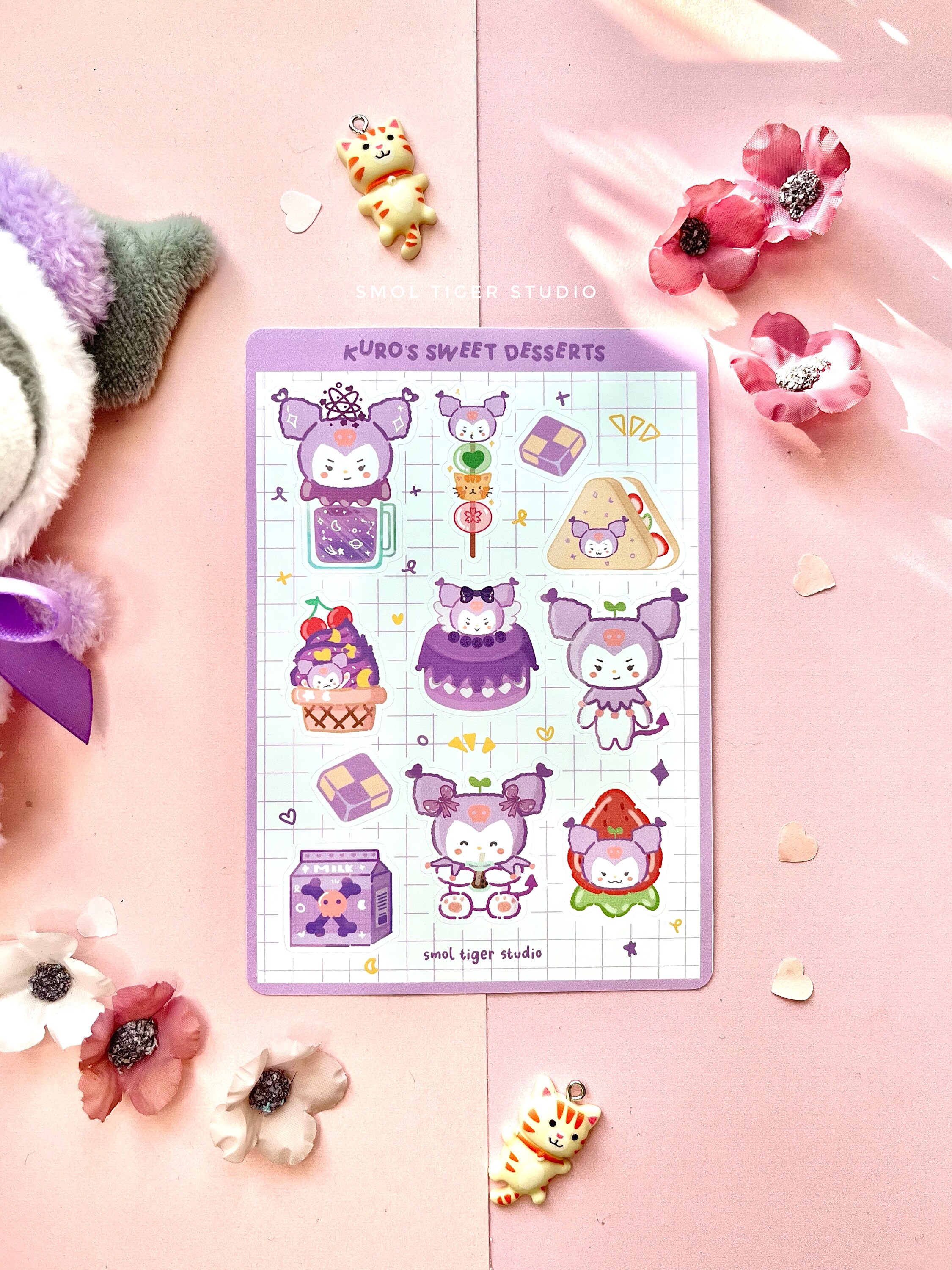 Cute Kuromi Sticker And Desserts Sanrio Sticker Sheet Kawaii Animal