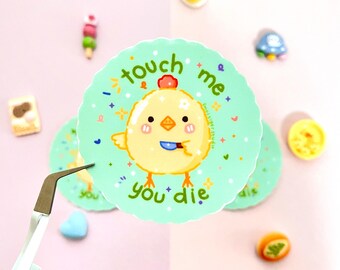 Cute Duck Knife Sticker | Touch Me You Die Sticker | Cute Duck Sticker | Funny meme sticker | funny knife sticker | kawaii duck sticker