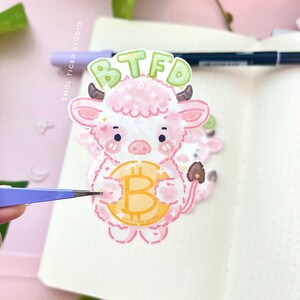 Cute Stock sticker | BTC ETH sticker | bitcoin ethereum sticker | hodl btfd | bull market sticker | cow stationery cute cow sticker