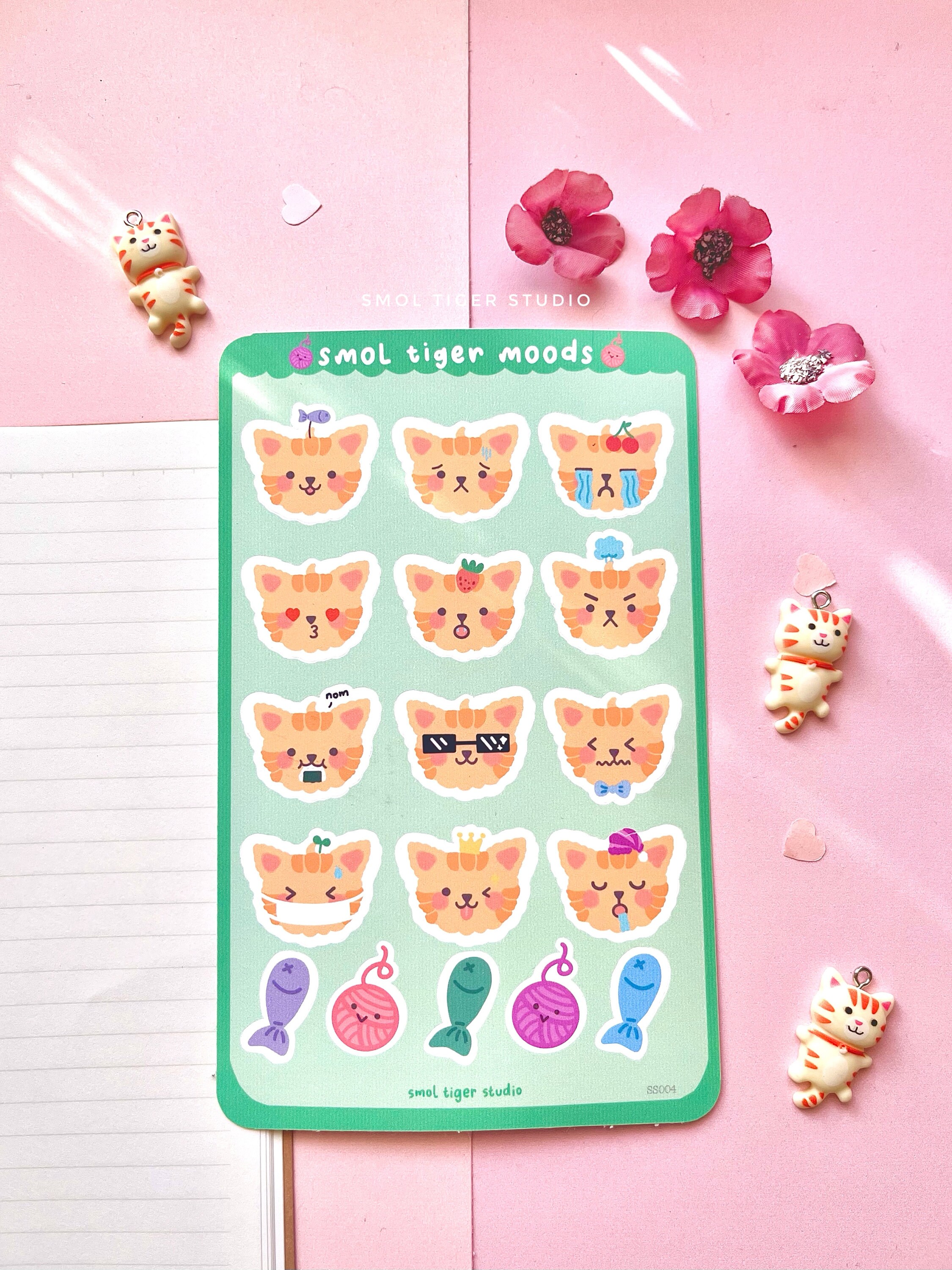 Cute Cat Mood Sticker Sheet Bujo Planner Stickers Matte Vinyl Planner ...