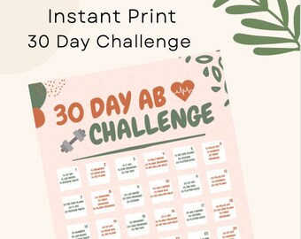 30 Day Ab Challenge | Digital Print | 6-Pack in 30 Days | Beginner-Friendly | Self Challenge Guide | Lose Belly Fat | No Equipments Needed