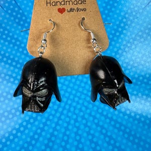 Darth Vader Earrings | Star Wars Dangle Jewelry | 3D Printed Geek Gift | Sci-Fi Fan Accessories | Handmade Resin Earrings |
