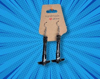 Pendientes de sable de luz de Star Wars impresos en 3D / Joyas de ciencia ficción hechas a mano / Accesorios inspirados en Jedi y Sith