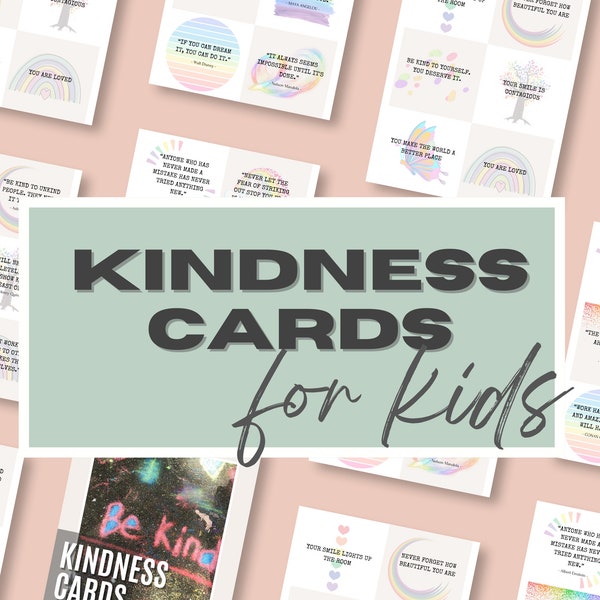 Kindness Card for Kids Printable Spread Kindness Treat People with Kindness Caring Card Gratitude Card Kid Card Child Card Teaching Kindness