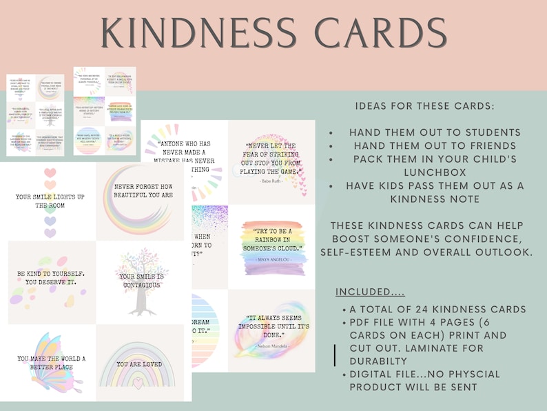 Kindness Card for Kids Printable Spread Kindness Treat People With ...