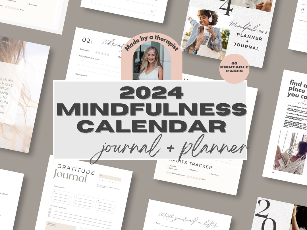 Mindfulness Calendar Printable 2024 Digital Calendar Somatic Healing