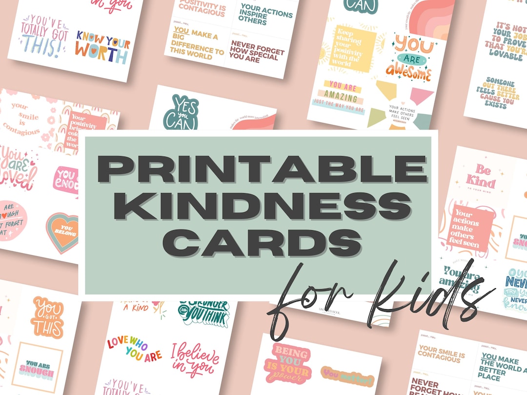Printable Kindness Cards for Kids: Gratitude Affirmations (PDF) - Etsy