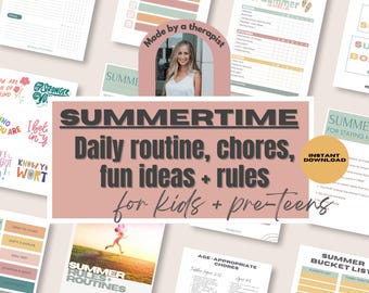 Summer Planner 2025 Kid Checklist Schedule Summer Calendar Summer Chore Chart Kid Teenager Chore Printable Responsibility Chart