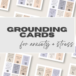 Tarjetas de conexión a tierra y atención plena / Cómo afrontar la ansiedad y el estrés / Herramienta de regulación emocional / Recurso de salud mental imprimible / Tarjetas imprimibles