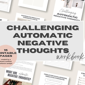 Negative Thought Workbook Mindfulness Worksheet Emotional Health Journal CBT Worksheets Cognitive Behavior Therapy Anxiety Relief Worksheet