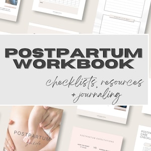Comprehensive Postpartum Care Workbook for New Moms | 60 Pages of Checklist, Journals, Planners, Mental Health Support & Breastfeeding Guide