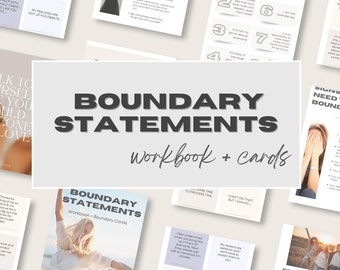 Printable Setting Boundaries Workbook for Healthy Relationships | Boundary Affirmation Cards | Self-Worth and People Pleasing Recovery