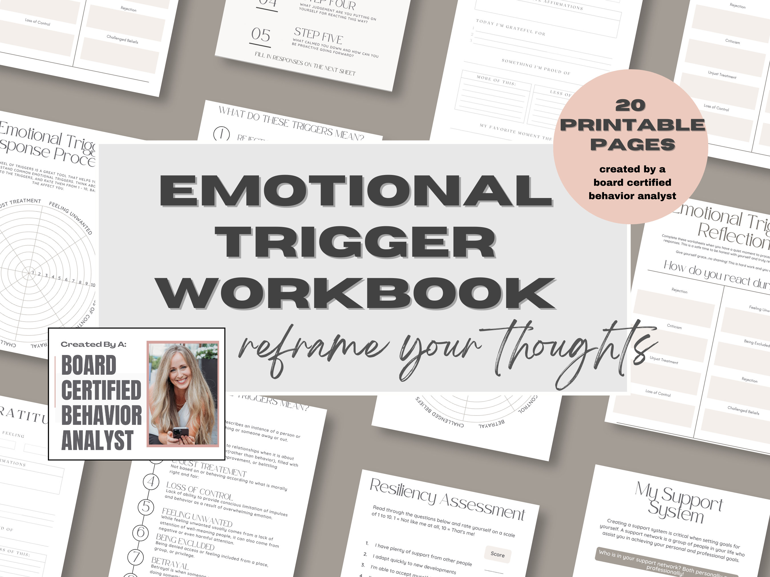 Emotional Trigger Workbook: Thought Journal, Trauma Processing (PDF Pattern)