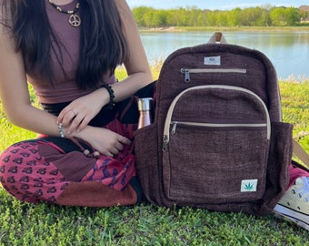 Kailash Pure Himalayan Hemp Backpack, Eco-friendly Large Backpack, Travel Size Bag,Laptop Compartment Hemp Backpack, Ethical Gift, Handmade