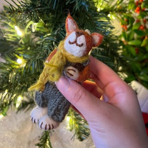 Handmade Fox Christmas Ornament , Handmade Xmas Gift, Felt Xmas Charm, Felted Wool Christmas Decoration, Xmas Tree Decor,Felt Animal