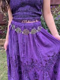 Silver Swirl Charm Belt with Tiny Stars | Boho Festival Waist Chain | Whimsical Hippie Jewelry | Celestial Spiral Belt for Women