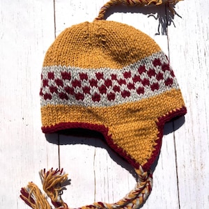 Beanie With Ear Flap, Winter Sherpa Hat, Handmade Wool Cap, Fleece Lined Cap,Sheep Wool Beanie, Hanknitted Cap, Thoughtful Gift, Knitted Cap