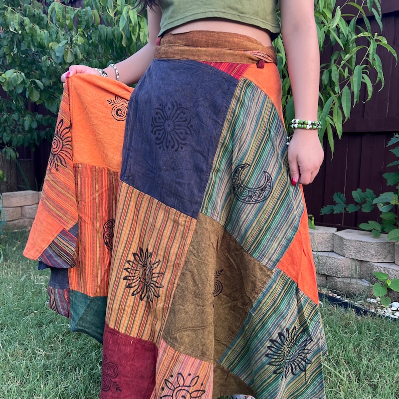 Multicolor - Tukdi Patchwork Cotton Wrap Around Skirt 09
