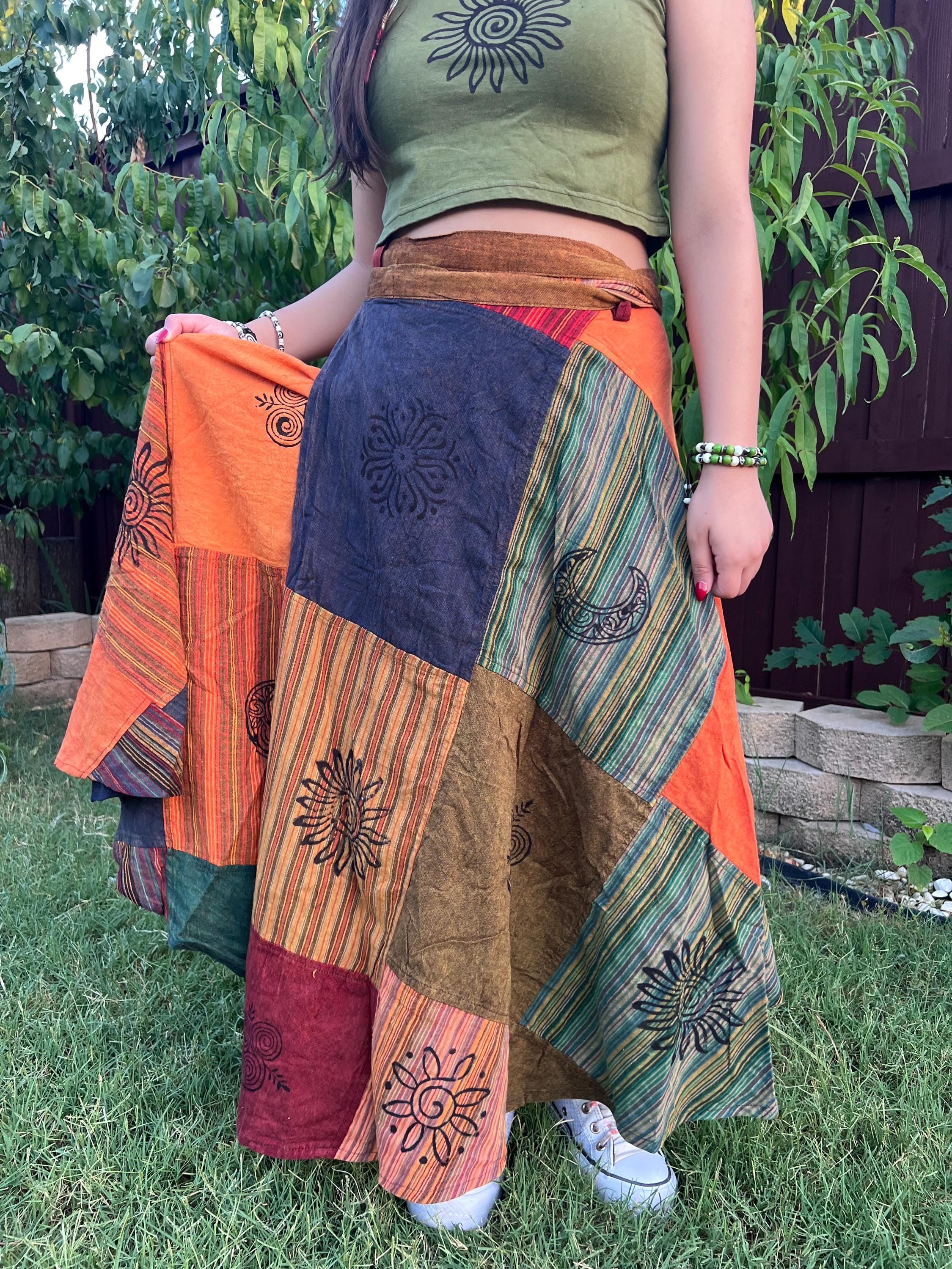Vintage Patchwork Midi Skirt - Etsy