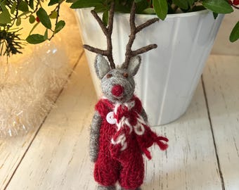Reindeer Xmas Ornament, Handgemachtes Weihnachtsgeschenk, Filz Weihnachtsanhänger, Gefilzte Weihnachtsdekoration, Weihnachtsbaum Dekor, süsser 3D Tier Anhänger, Geschenk