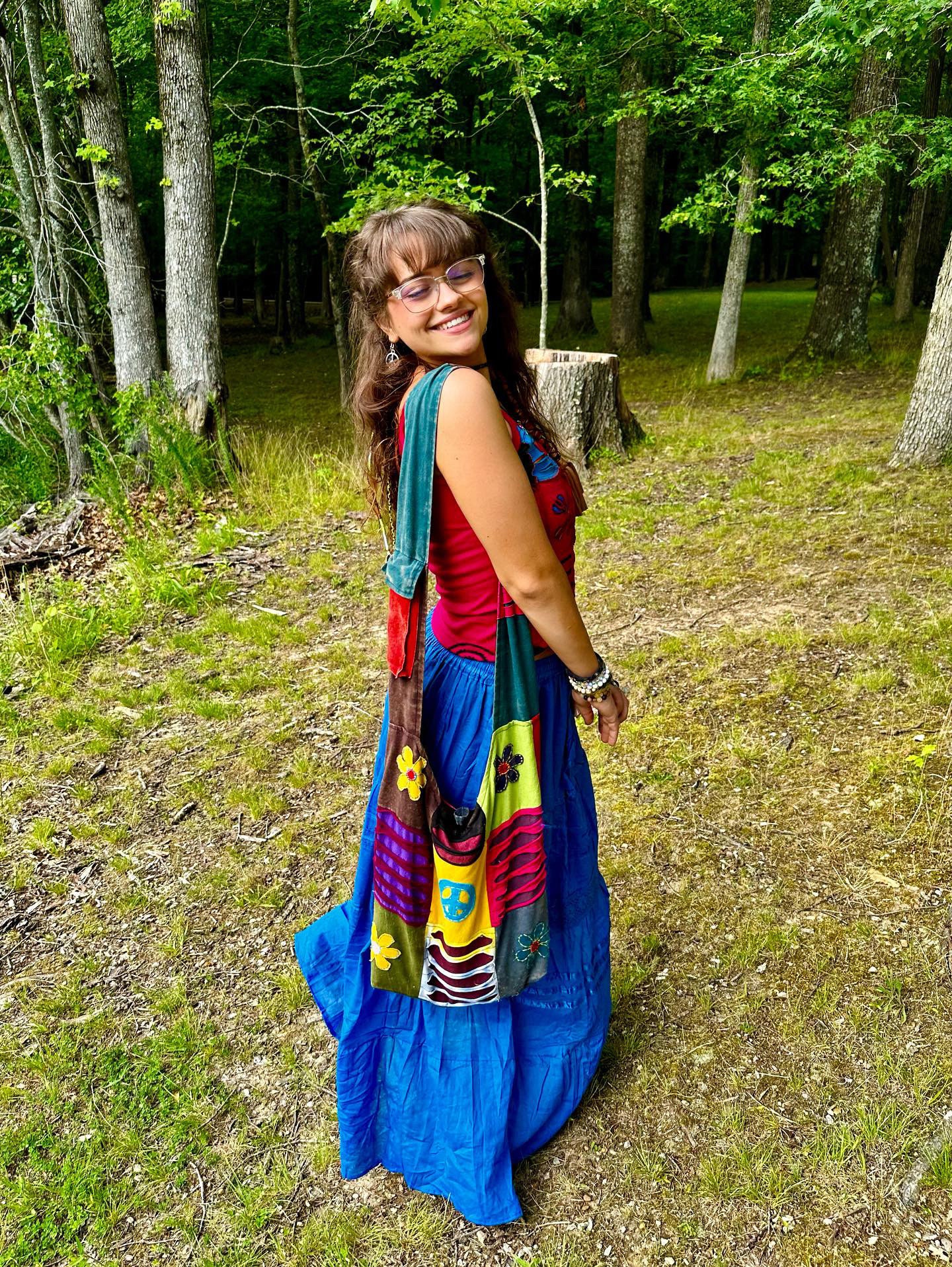 Hippie Razor Cut Pattern Patchwork Cotton Sling Bag