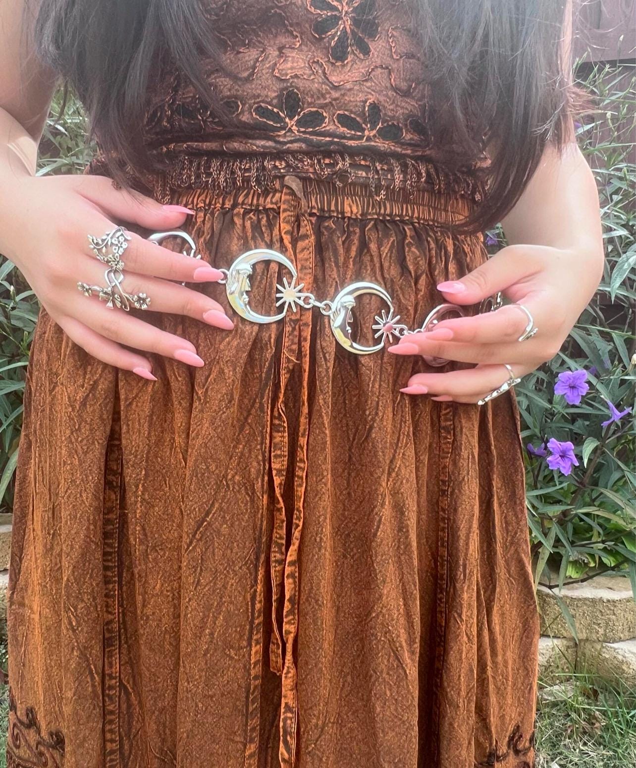 Celestial Crescent Moon Chain Belt, Costume Jewelry, Boho  display picture 1