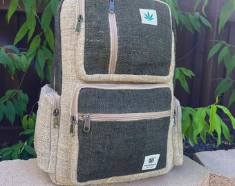 Large Multipocket Hemp Backpack, Laptop Backpack, Travel Bag, Eco friendly Bag, Ethical Gift, Back to School, Bohemian Style, Pure Hemp Bag