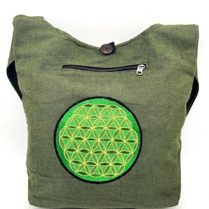 Hippie Crossbody Embroidered Sling Shoulder bag, Flower of Life, The Endless Knot Embroidery,Handmade ethical Gift, Large Hobo Shoulder Bag