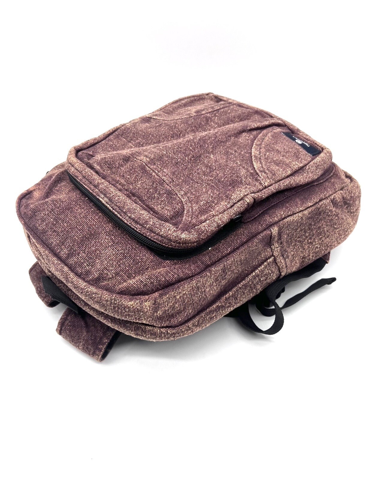 Stonewashed Heavy Cotton Backpack Brown, Washable Handmade  display picture 1