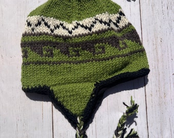 Mütze mit Ohrenklappen, Winter Sherpa Hut, Handgemachte Wollmütze, Fleece gefütterte Mütze, Schafwolle Mütze