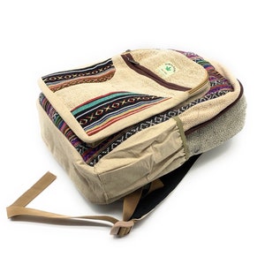 Handmade Large Hemp Laptop Backpack ,LARGE Himalayan Hemp Backpack with LAPTOP POCKET, Fair Trade Hiking Boho Bag Hippie Bag,Travel Bag image 2