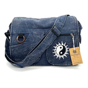 Sac messager, sac messager pour ordinateur portable brodé délavé, sac à bandoulière, cadeau bio végétalien, cadeau de voyage unisexe, rentrée des classes