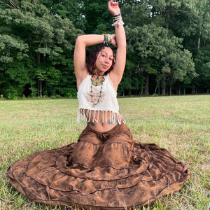 Tree of Life Block Print Raw Cotton Crop Top,Earthy Festival Boho Hippie Fringe Top,Tribal Fashion Fringe Blouse, Lightweight Summer Top