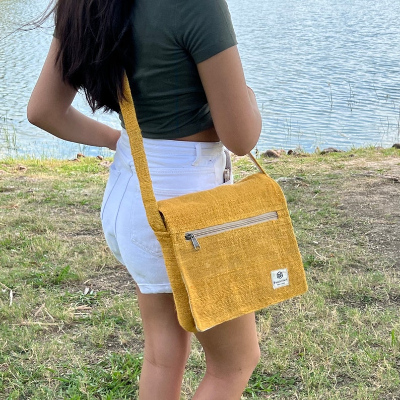 Messenger Bag Hemp Sustainable Messenger Bag Crossbody Bags Etsy