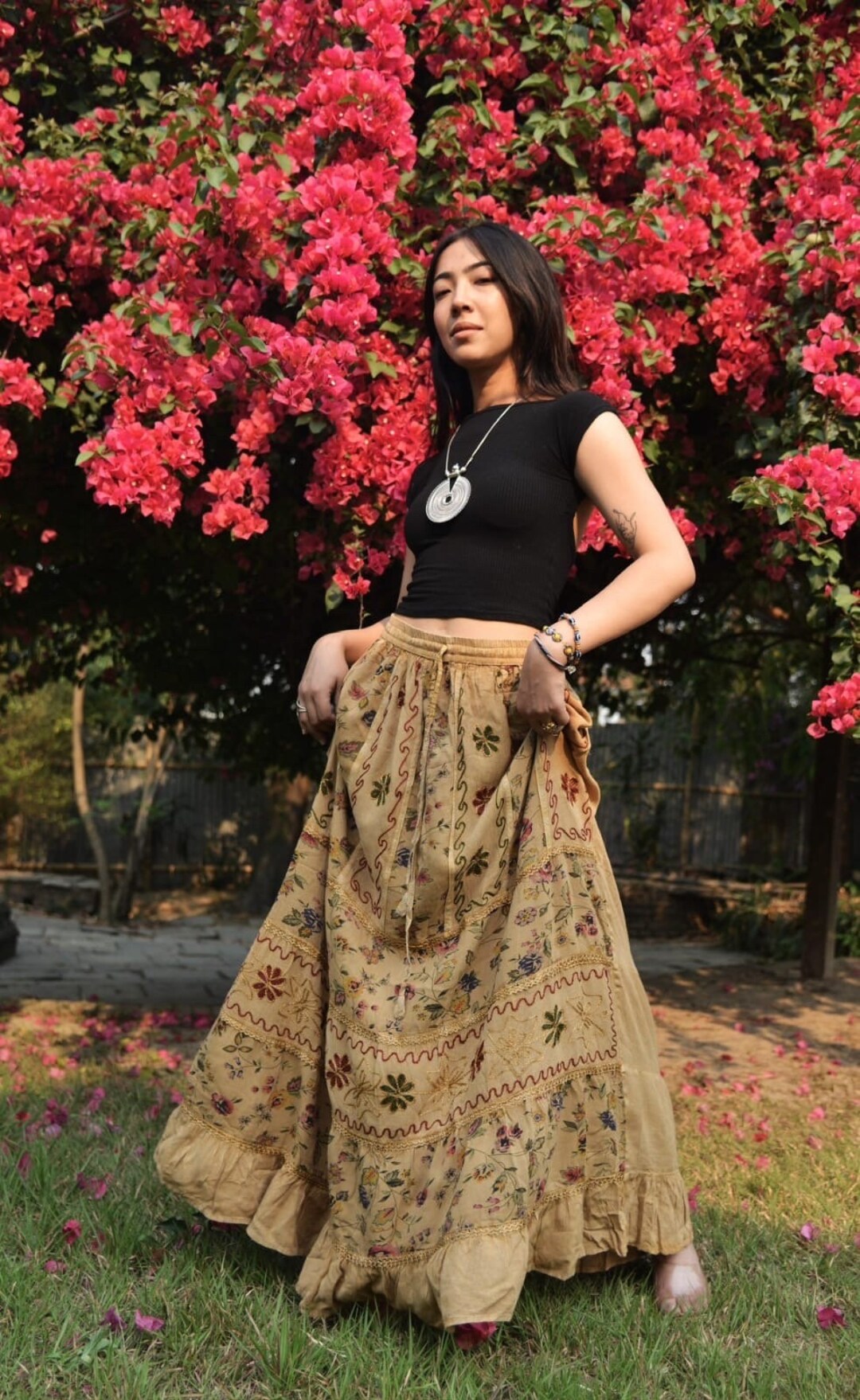【WONDER WONDER】Kone bohemian hippie cotton long skirt Kone bohemian hippie cotton long skirt - WONDER WONDER | 60