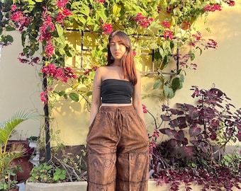 Pantalones palazzo estilo festival celestial, pantalones cómodos estilo boho hippie, pantalones acampanados hippies, pantalones de algodón de pierna ancha para verano, moda psicodélica, pantalones de yoga