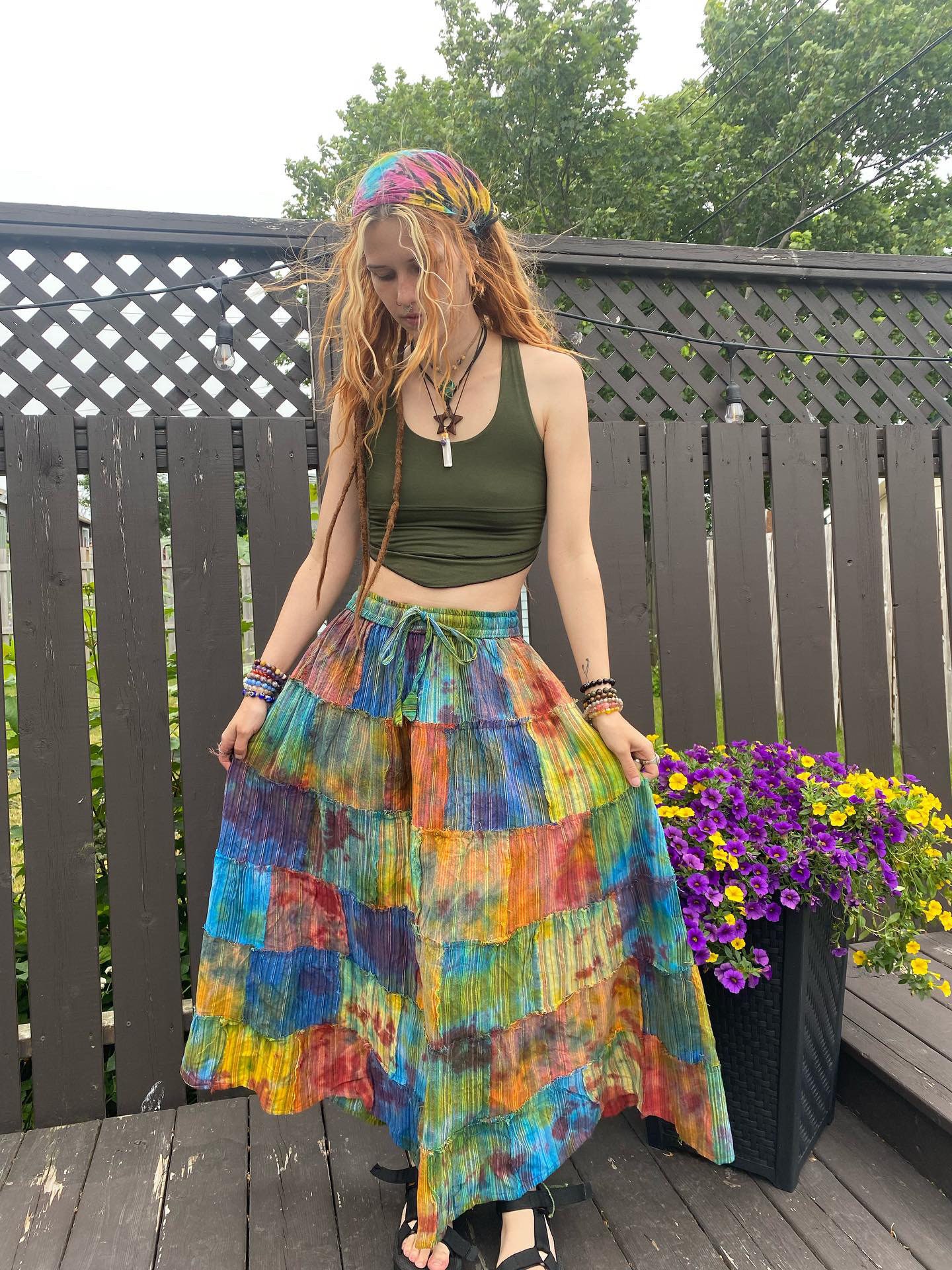 Tie Dye Patchwork Skirt Bohemian Hippie Handmade Style - Etsy