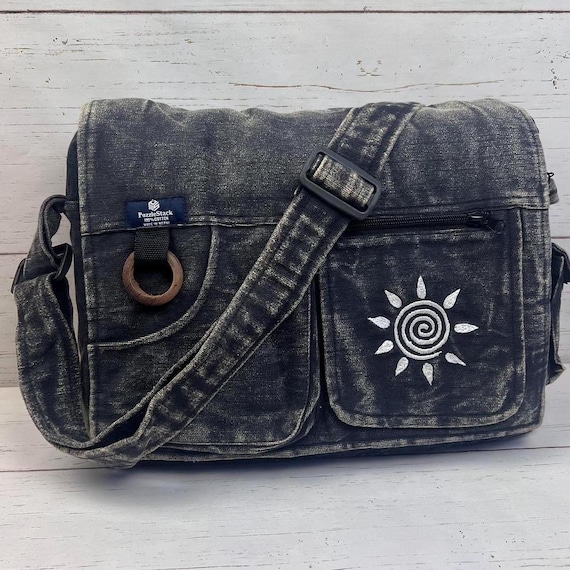 Stone Washed Embroidered Cross Body Purse Stone Washed Embroidered Cross Body Purse