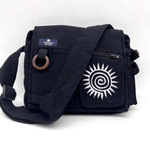 Messenger Crossbody Bag with Swirl Embroidery/ Handmade Bag/ Crossbody/ Cotton Bag/ Vegan/ Organic/ Travel / Work / Casual/ Gift/Unisex