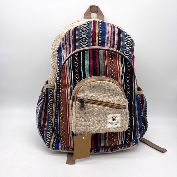 Mochila Pequeña De Cáñamo Del Himalaya - Hecha A Mano En Nepal - Bohemia, Para Senderismo Y Viajes