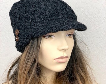 Newsboy Hat/ Brim Hat/ Womens Winter Beanie Hat with Brim/ Womens Newsboy Hat/ Brim Hats Women/ Gift for Her/Newsboy Cap Women/ Wool Cap