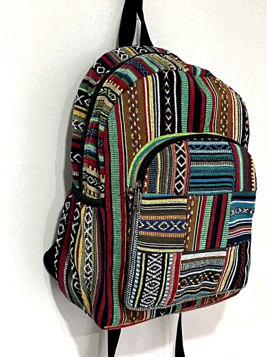 2025 Fabric Festival Bohemian Patchwork Backpack Multicolored Colorful Cotton Patchwork Backpack, Handmade Festival Bag  main image 4