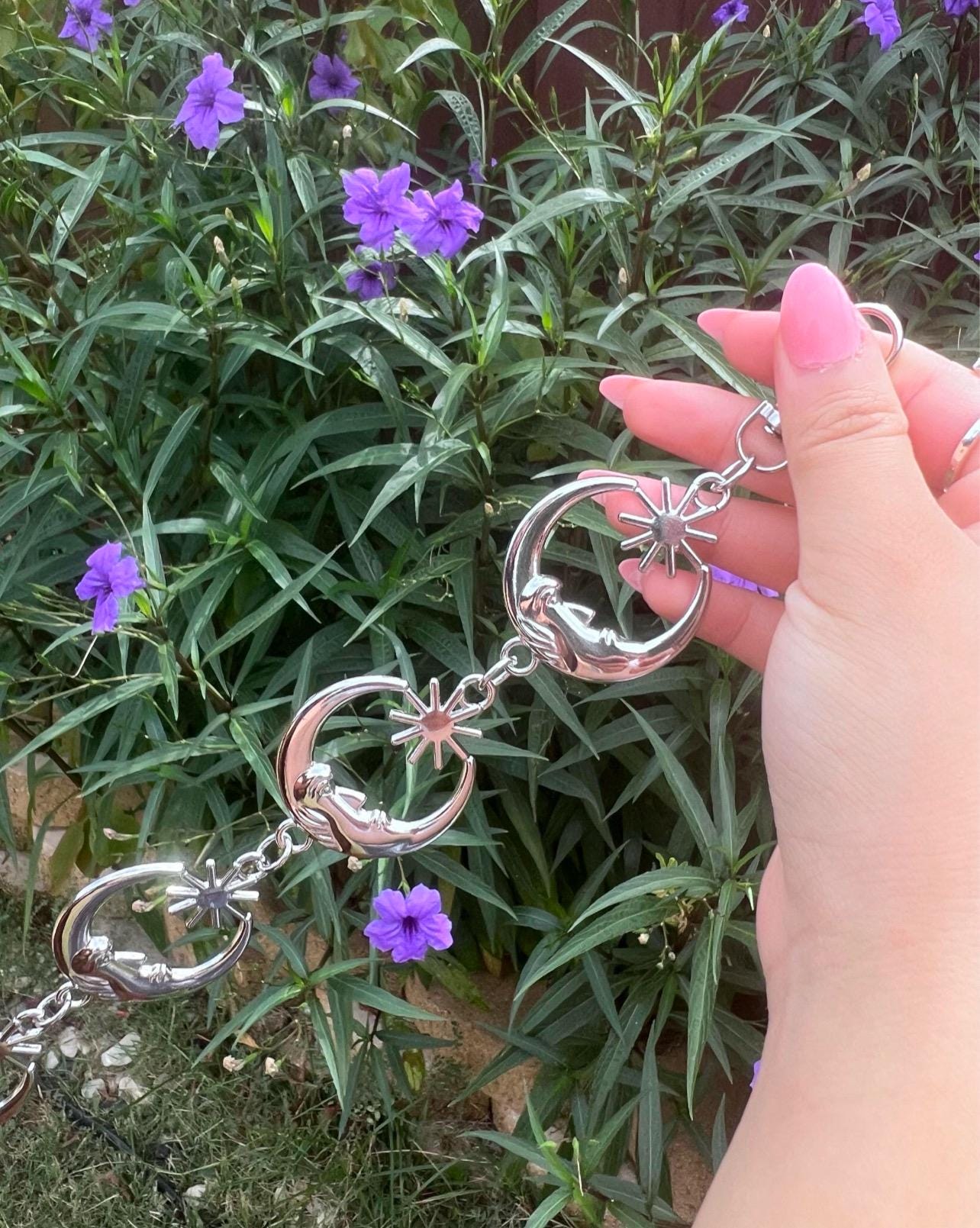 Bohemian style Waist chain Belt with Lavender Flower Charms Flower Belt Chain - Etsy main image 4