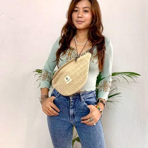 Handmade Hemp Chest Fanny Pack, Bum Bag for Traveling,Boho Hippie Festival Waist Bag, Adjustable Crossbody Sling Bag, Unisex Handmade Gift
