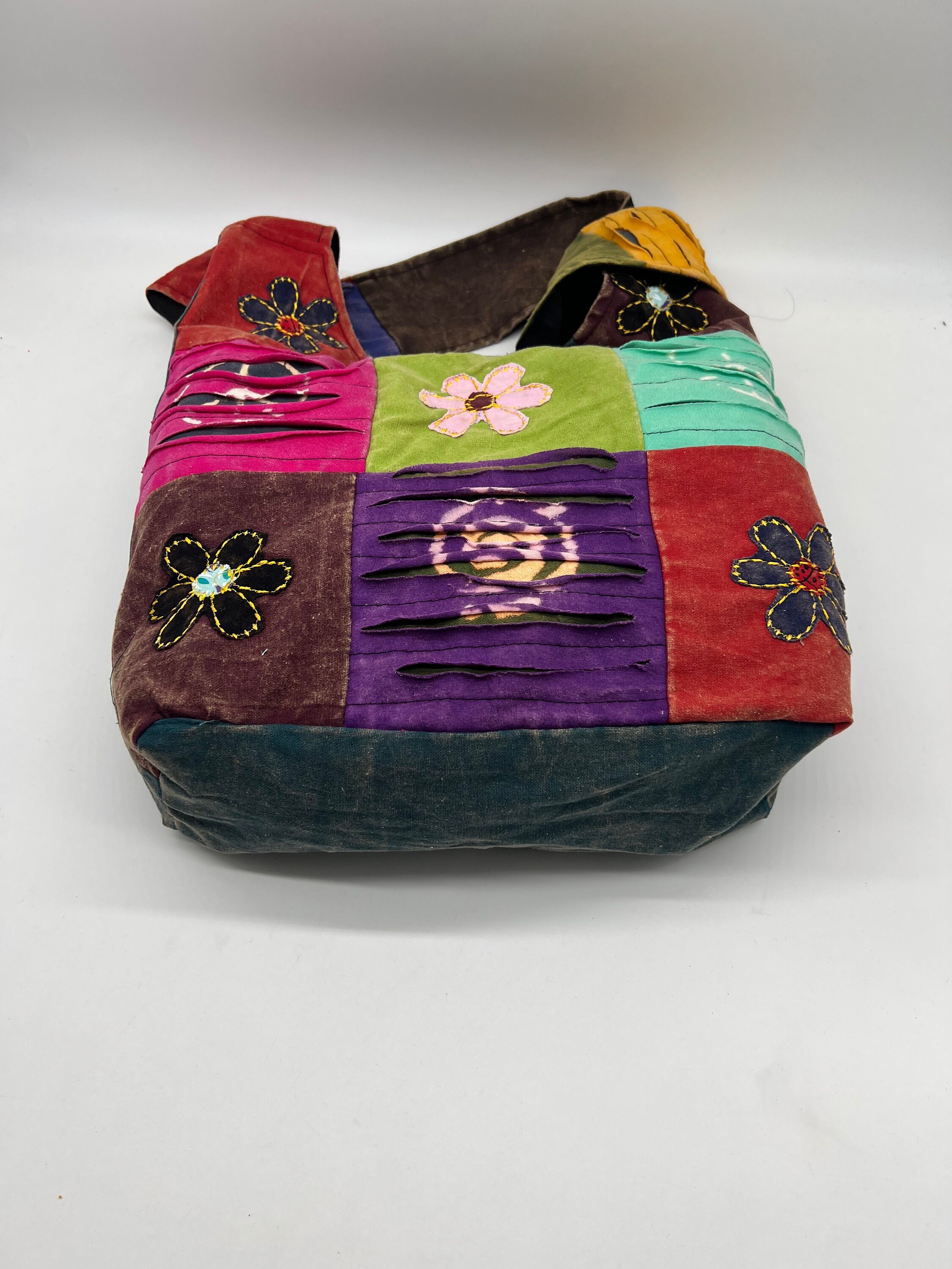 Patchwork Cotton Hippie Sling Bag, Bohemian Crossbody With  display picture 1